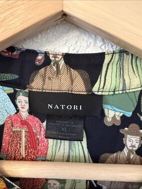 Natori Navy Printed Top with Multicolor Figurative Design